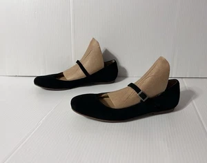 Crown Vintage Black Suede Mary Jane Flat Shoe Women Size 7.5 M - Picture 1 of 9