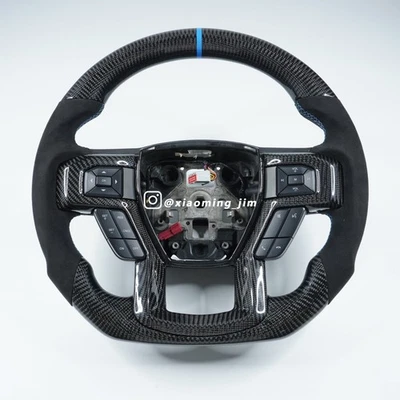 Volante personalizado de fibra de carbono real para Ford F-150 Raptor 2015-2020 Foto 1 de 4