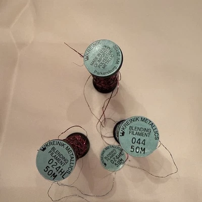 kreinik metallic thread lot estate 3 spools blending filament - Image 1 of 4