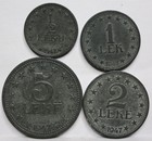 Albania Albanie Albanien 1947 UNC VERY RARE Set 4 Lek pcs 1+1/2+2+5 Zinc Coins