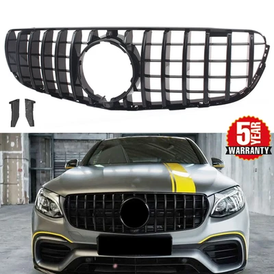 Black Front Grille Grill For Mercedes Benz GLC W/X253 GLC300 GLC350 2016-2019 Foto 1 de 4