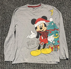 Disney Mickey Navidad Vacaciones Camiseta Gris Manga Larga Talla XL (HO HO HO) - Imagen 1 de 10