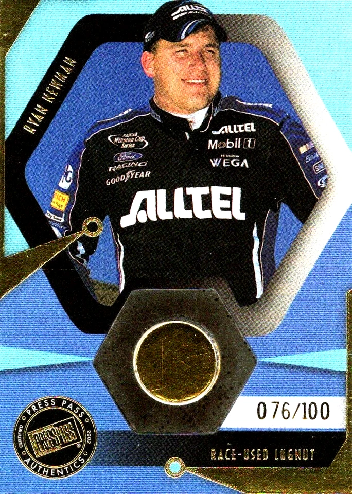2002 -  Press Pass Optima Lugnut 076/100  NASCAR  Trading Card - Ryan Newman - Image 1 of 2