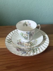 Royal Patrician Tea Trio Floral Set Pastel Green Lilac Cream Watercolor Look VTG - Picture 1 of 13