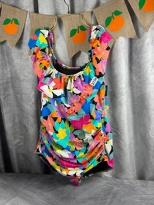 Swim Solutions Plus Size Tummy Control Off-The-Shoulder Ruffled Swimsuit Sz 18W - Picture 1 of 6