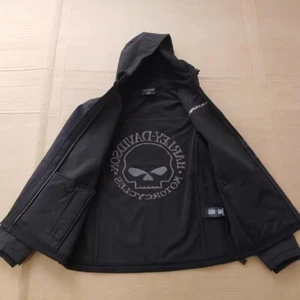 Classic Harley Softshell Jacket Windproof Waterproof Hooded Jacket - Picture 1 of 8