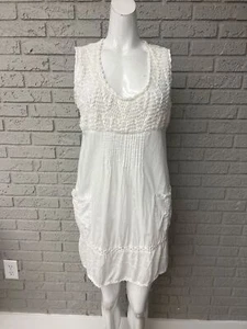 Mini Vestido Vasna Mujer Blanco Algodón Crochet Playa Encubrimiento Talla S - Imagen 1 de 10