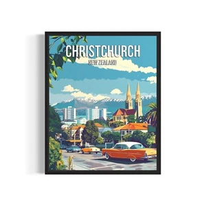 Christchurch New Zealand Poster Art Print Wall Art Painting Artwork Decor - Picture 1 of 6