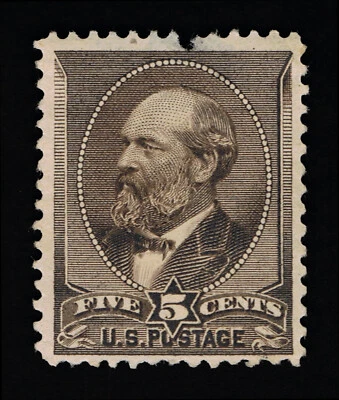 VERY AFFORDABLE GENUINE SCOTT #205 MINT OG H 1881-82 ABNC 5¢ YELLOW BROWN #11462 - Image 1 of 2