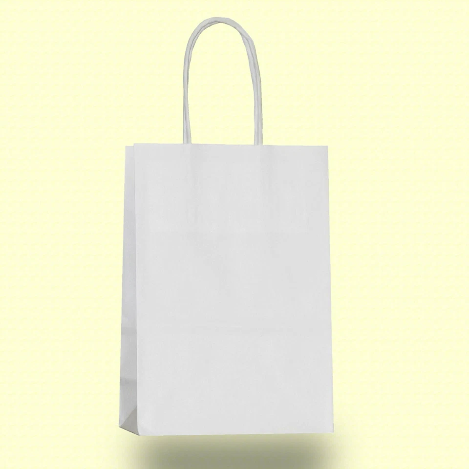 10 - 1200 Papiertragetaschen Papiertüten weiß Kordel 14+8x21 cm Papier Taschen - Bild 1 von 1