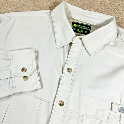 BASS Explorer 男式 L 长袖卡其色性能通风卷片钓鱼衬衫 — 第 1/4 张图片