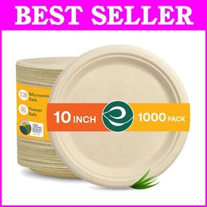 Biodegradable Heavy-Duty 10-Inch Disposable Plates – 1000 Pack for Clean Events - Picture 1 of 10