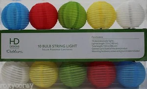 HD Design Outdoors 10 Solar Powered Bulb String Lanterns Lights NIB - Picture 1 of 1