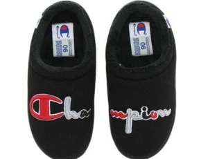 Womens Champion Shuffle Script Slippers Shoes Size 7 Black Red Grey CP100340W - Picture 1 of 6