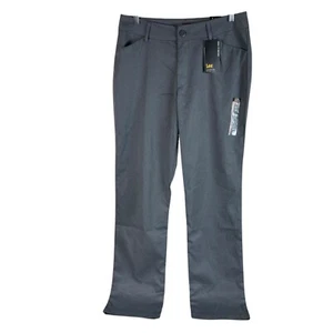 NEW Lee Womens Straight Leg Dress Pants 10 Long Charcoal Heather Gray Stretch - Picture 1 of 6