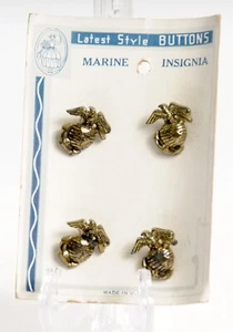 VTG Metal Shank Buttons 3D Marine Insignia Eagle Anchor Card of 4 Latest Style - Picture 1 of 2