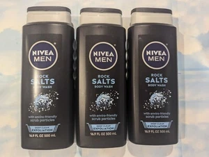 LOTE (3) NIVEA HOMBRES SALES DE ROCA LIMPIEZA PROFUNDA EXFOLIACIÓN GEL DE BAÑO 16,9 FL OZ - Imagen 1 de 1