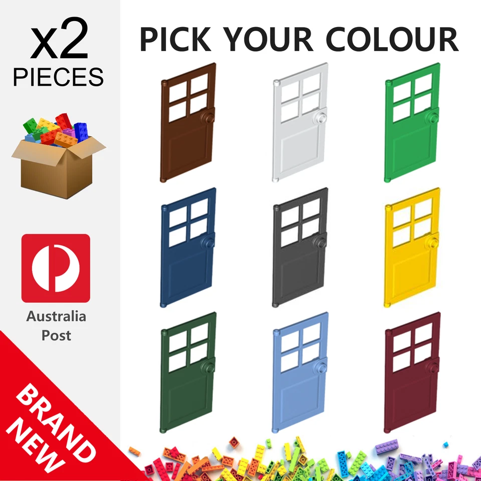 2x Genuine LEGO™ - Door 1 x 4 x 6 with 4 Panes and Stud - 60623 New Parts - image 1 of 1