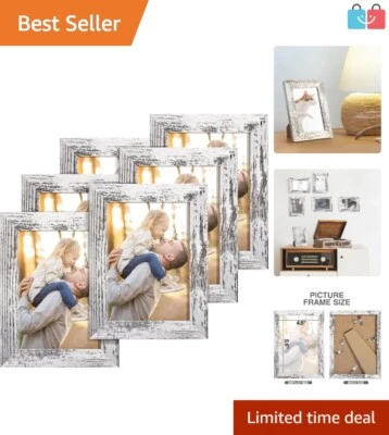 Set of 6 Elegant 5x7 Distressed White Frames - Perfect Gift for Any Occasion - Image 1 of 4