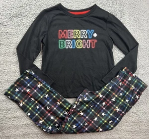 Cat & Jack Girl's Size Medium (8) Merry & Bright Long Sleeve Pajama Set Black - Picture 1 of 7
