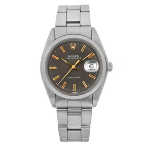 Vintage Rolex Oysterdate Precision 34mm Steel Manual Wind Black Dial Watch 6694  - Picture 1 of 6
