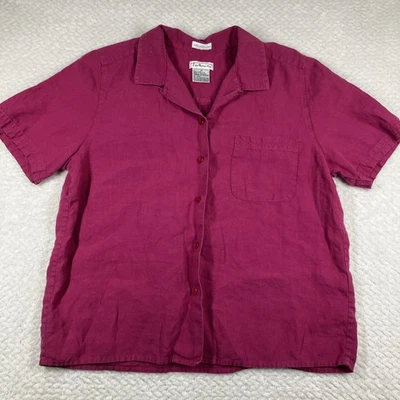 Talbots 100% ирландский льняной топ на пуговицах размер 16 розовый Lagenlook дорожный повседневный - Изображение 1 из 4