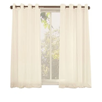  Emily Sheer Voile Grommet Curtain Panel, 59" x 63", Eggshell Off-White  - Image 1 of 4