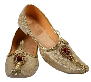 Hombres Jutti India Boda Mojari Novio Sherwani Khussa Reino Unido Talla 7-11 Lirio Dorado - Imagen 1 de 7