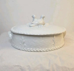 VTG 1983 Royal Worcester GOURMET OVEN CHINA Covered Casserole Dish Turtle Doves - Picture 1 of 24