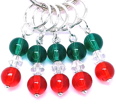 Marcadores de puntada de vidrio fino MikieLou rojo verde tejido regalo de Navidad Foto 1 de 4