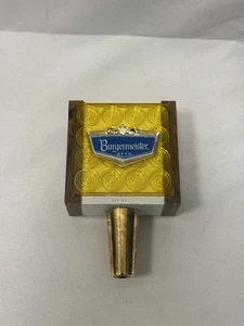 Mango de grifo de cerveza Burgermeister vintage - bloque Lucite amarillo con logotipo azul años 60 - Imagen 1 de 7
