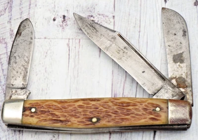 Vintage Unmarked Large Stock Knife - Made by ULSTER 1950's - Rogers Bone - Used - Image 1 of 4