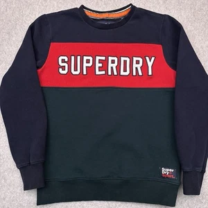 Superdry Academy Color Block Sweatshirt Men's Medium Crew Neck Heavyweight - Picture 1 of 10