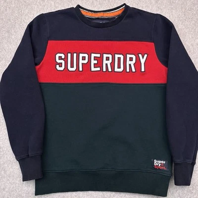 Superdry Academy Color Block Sweatshirt Men's Medium Crew Neck Heavyweight - Image 1 of 4