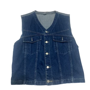Chaleco Denim Vintage Marithe Francois Girbaud Para Hombres Grande Azul Super Lavado a Piedra Años 90 - Imagen 1 de 7