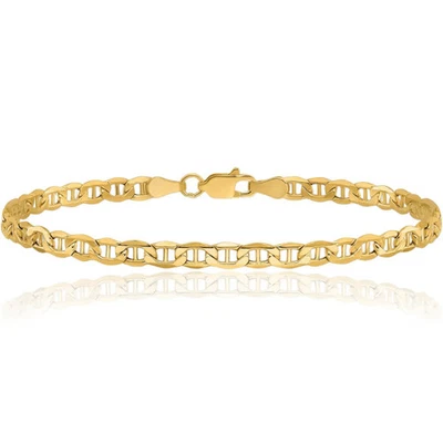 14K Solid Yellow Gold 3.2mm Mariner Link Chain Bracelet - Image 1 of 4