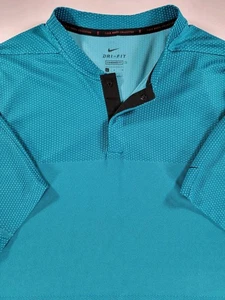 Nike Tiger Woods Collection Dri Fit Blade Henley Camicia Uomo Large Teal Golf - Foto 1 di 12