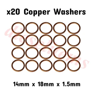 M14 14mm x 18 mm x 1.5mm - Crush Washers Copper, Brakes Fuel Clutch Oil Turbo - Picture 1 of 6