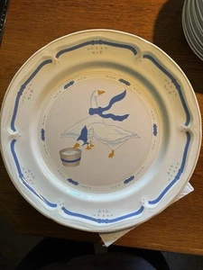 Vintage 1987 Newcor Steinzeug Speiseteller Landschaft Gans Ente Stil 10 3/4" - Bild 1 von 8