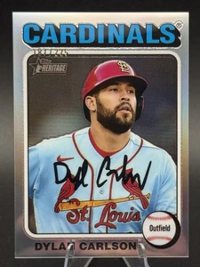 2024 Topps Heritage High Number - Dylan Carlson #418 Chrome Silver Border /225 - Picture 1 of 2