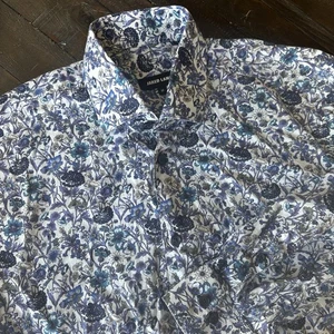 Jared Lang Shirt Mens Medium Blue Floral All Over Print Rockabilly Club Preppy - Picture 1 of 11