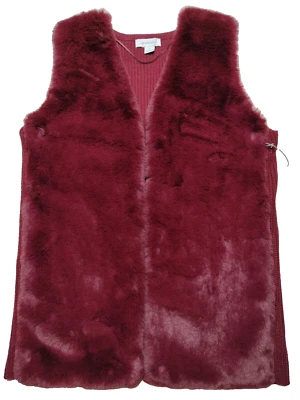 Liz Claiborne Mujeres Grande Borgoña Pasión Imitación Piel Acrílico Suéter Chaleco NUEVO Foto 1 de 4