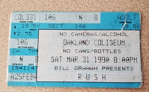 RUSH Concert Ticket Stub Mar 31 1990 - Picture 1 of 2