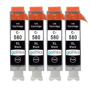 4 Black (PGI) Ink Cartridges C-580 for Canon PIXMA TS6150 TS6351a TS8251 TS9150 - Picture 1 of 5