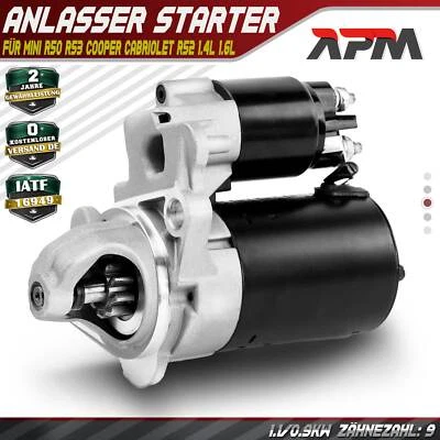 Motorino avviamento starter 1.1 KW 9 denti per MINI R50 R53 Cooper Mini Cabriolet R52 One - Immagine 1 di 4