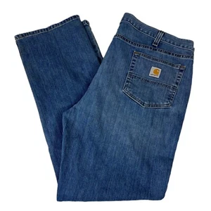 Carhartt Relaxed Fit Jeans Dark Wash Denim Worn In Size 42x32 - Picture 1 of 9