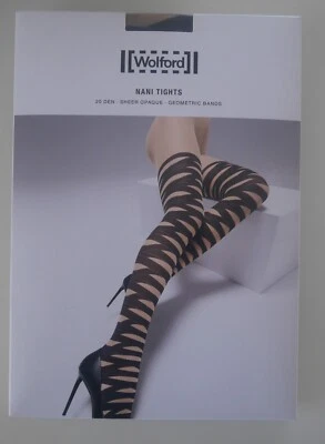 Nuevo y embalaje original: ¡Medias Wolford Nani! Talla S! ¡Bastante claro/negro! Sexy con rayas Foto 1 de 2
