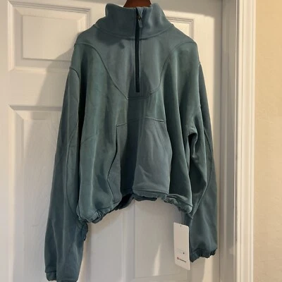 NWT Lululemon Brushed Softstreme Ribbed Half Zip Green Jasper Size : 14 - Image 1 of 4