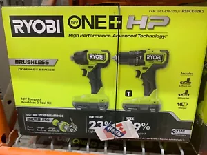 RYOBI CANADA 18V Compact Brushless Hammer Drill and Impact Kit - Picture 1 of 17