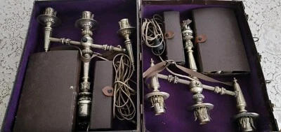 Antiguo Candelabro Catedral Iglesia Eléctrico Placa Plateada Lámpara Luz Bombillas Superior   Foto 1 de 4